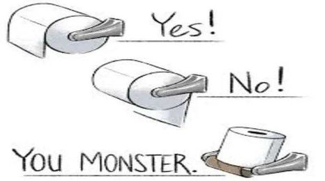 End of the great toilet paper debate.  Over or under?  Answered.
