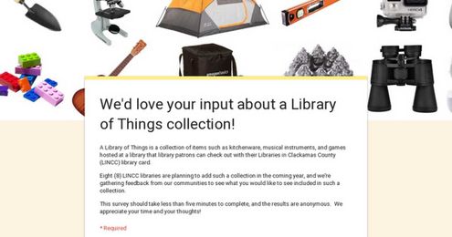 We'd love your input about a Library of Things collection!