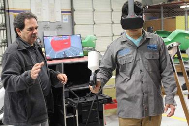 Auto Body students learn how to master new virtual paint machine