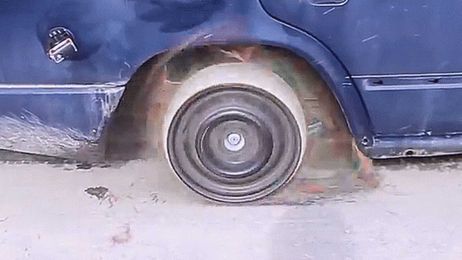 What Happens When a Tire Made of Rubber Bands Does a Burnout