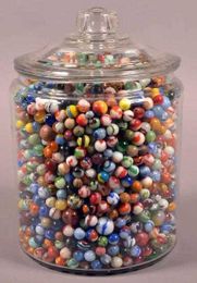 How much for this jar of marbles? [Antiques market]