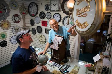 'It's time.' When the clock runs out at the clock shop.