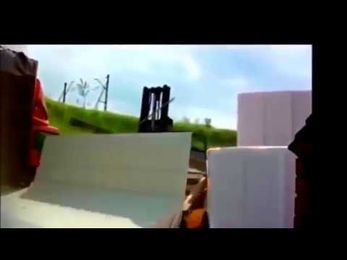 Forklift genuflects to the force of physics