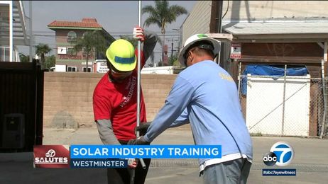 Veterans in training install solar panels at Orange County vet housing project