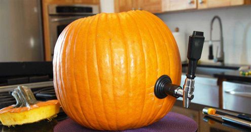 This pumpkin keg for spooky drinks is incredibly easy to make