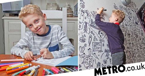 Boy told not to doodle in class lands job covering restaurant with his drawings