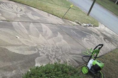 Woman Turns Her Driveway Into A Work Of Art After Mastering A Pressure Washer