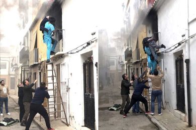 Undocumented migrant scales burning building to rescue wheelchair-bound man