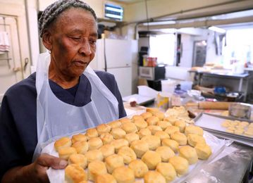 Louise Smith, 86, still makes biscuits, a skill she learned early on.