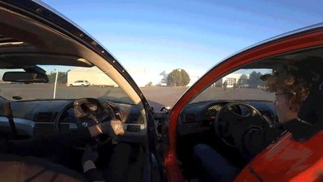 A Welded-Together, Two-Car Tandem Drift Car Works Shockingly Well