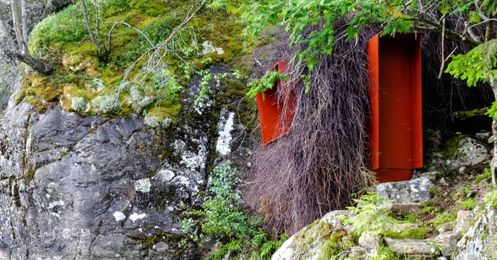 Secluded hut built next to rocks is perfect for getting away from it all