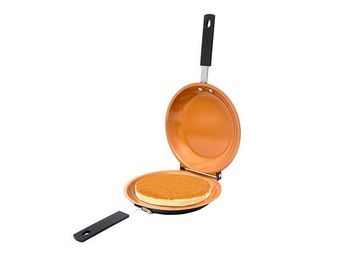 Flip your flapjacks & omelets in style with this twin-skillet design