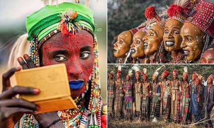 Wodaabe tribe where MEN spend hours doing their hair and makeup