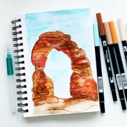 Delicate Arch Watercolor Tutorial Using Dual Brush Pens