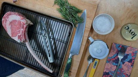 Chef Michael Symon's Reverse Seared Tomahawk Steaks