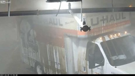 Guy Forces U-Haul Moving Truck Into Parking Garage And Handles It As Poorly As Possible