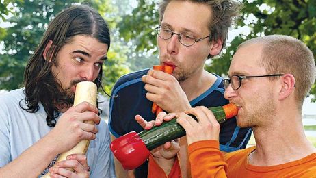 Make musical instruments using fruits and veggies