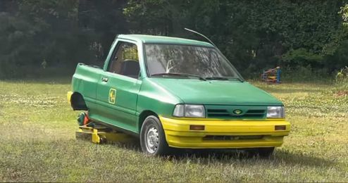 Watch How This Guy Mows His Lawn With What Used To Be A Ford Festiva