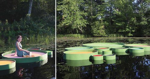 jaemee studio designed 13 giant colorful lily pads that you can sit on