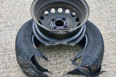 Tire Blowout. Changing To Your Spare Tire After A Tire Blowout