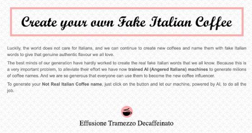 An Amusing Fake Italian Coffee Name Generator