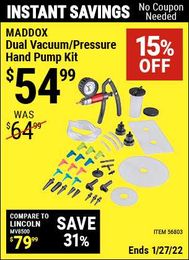 MADDOX Dual Vacuum/Pressure Hand Pump Kit for $54.99